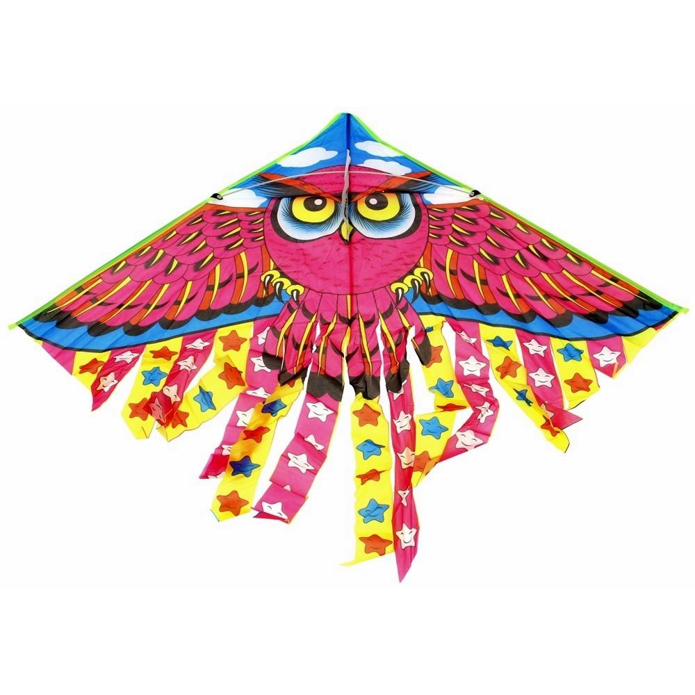 Kite for Children with a Handle for Playing in the Garden in the Wind Owl 95 cm