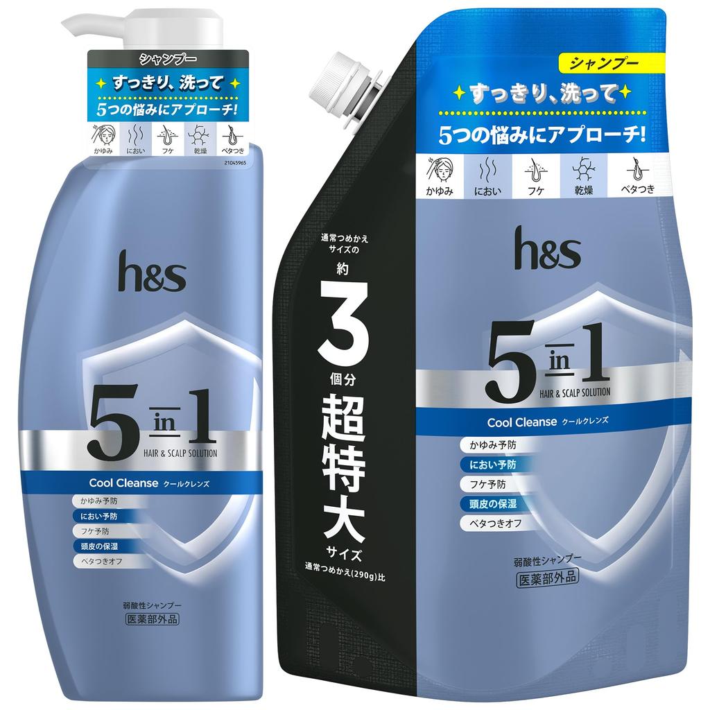 5in1 Shampoo Cool Cleanse h&s 340g+850g Pump+Refill H&S [Set Purchase]