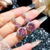 2026 Pink Zircon Necklace, Romantic Cherry Blossom Pink Diamond Set, Long Argyle Pink Diamond Stud Earrings Pendant.