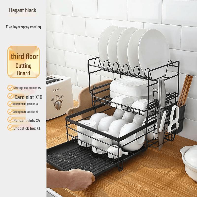 cmaos 3-Tier Carbon Steel Countertop Dish Drying Rack