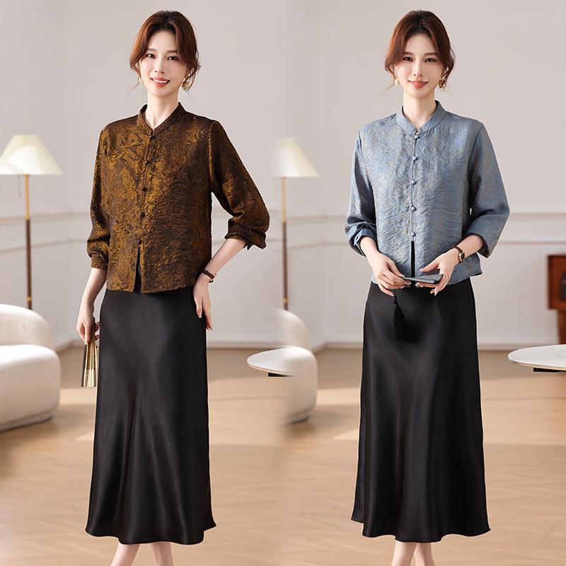 Elegant Spring & Autumn Two-Piece Suit Set for Middle-Aged Women