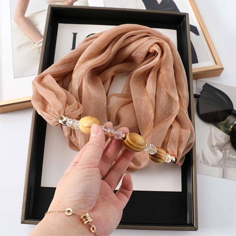 RUNMEIFA Solid color Jewelry Statement Necklace Pendant Scarf Women Bohemia Neckerchief Foulard Femme Accessories Hijab Stores