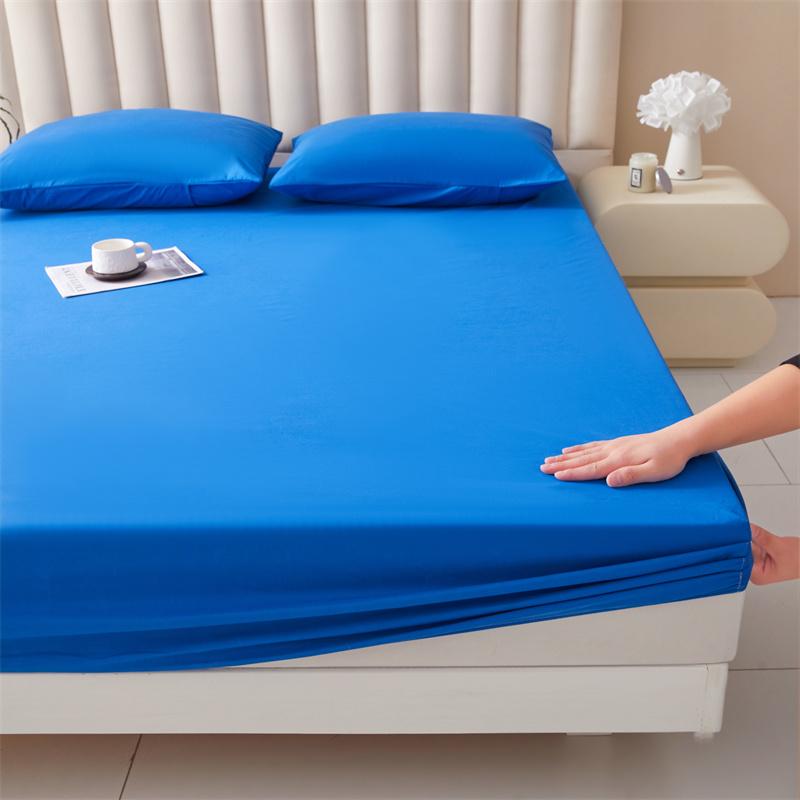 

Elastic Fitted Sheet Waterproof Couple Double Bed Sheets Bed Linen Mattress Protector for Kids 90 160 135x200 Full king Washable Twin синий