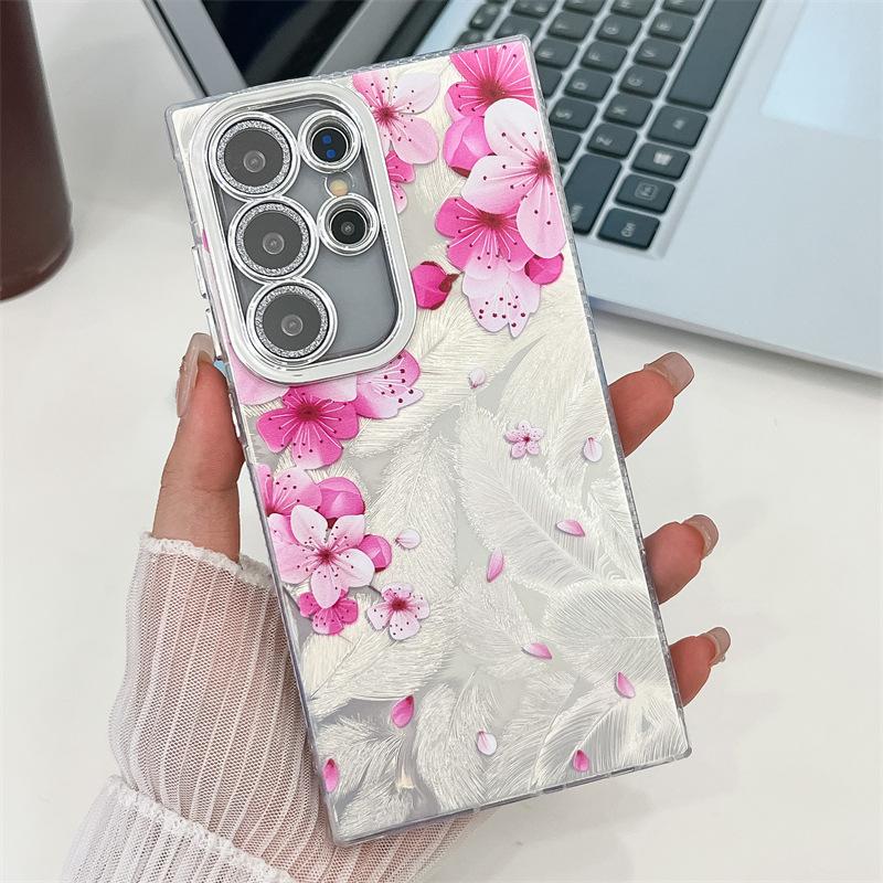 

Relief Small Fresh Flowers Imd Hard Shell Suitable for Samsung S25 UltraS24FE Mobile Phone Case Lens Film A16A56 Samsung S23 Ultra