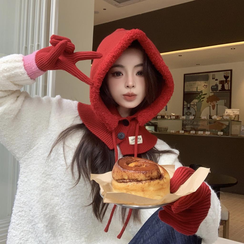 Winter new big head circumference hat women's snow doll high-end sense fluffy warm ear protection hat knitted thick wool hat