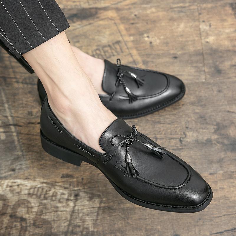Британский Business Casual Остроносые Бахрома Парикмахер Маленькие Кожаные Туфли 38
