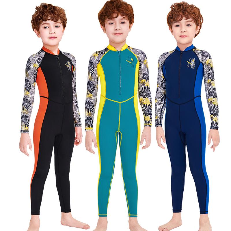 Popular Boys' Long-Sleeve Quick-Dry Sun Protection Swimsuit for Snorkeling