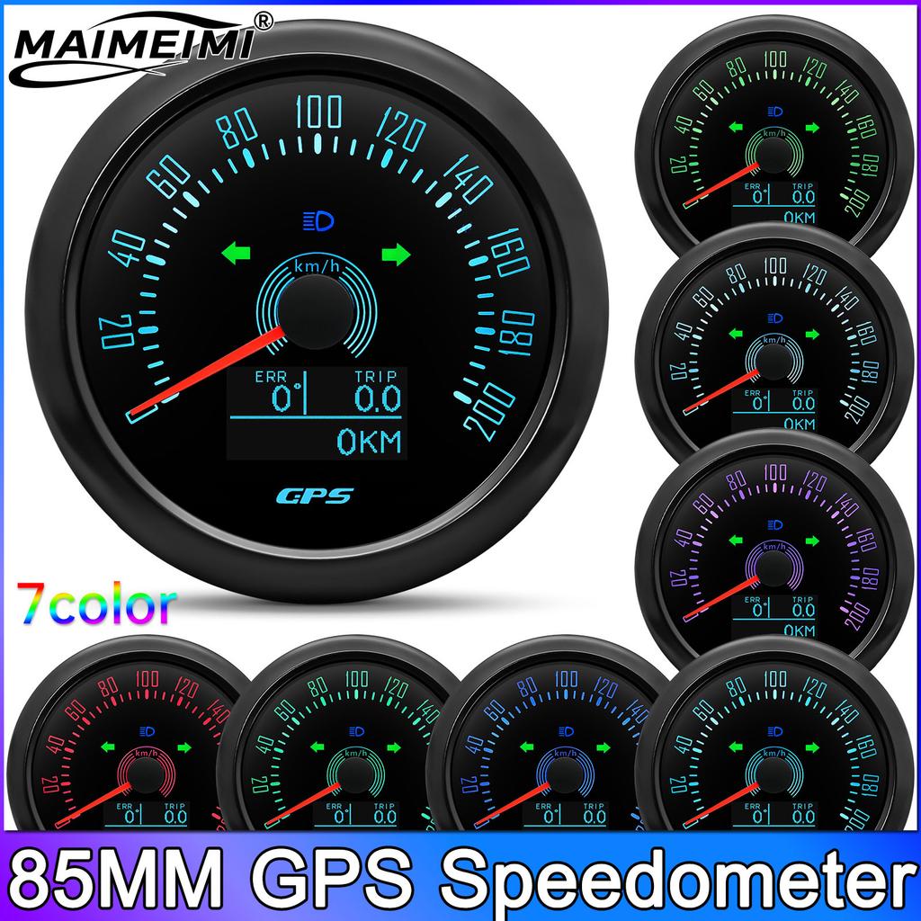 85MM GPS Speedometer + GPS Antenna Sensor for Boat Car Motorcycle 7 Colors Backlight Speedometer Trip ODO with Turn Signal