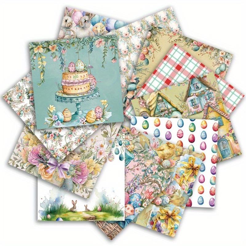 24pcs Junk Journaling Craft Paper Flower Crapbook Paper Pad 6x6inch Assorted Pattern Decoupage Cardstock Paper Single-Sided Vintage Scrapbooking DIY