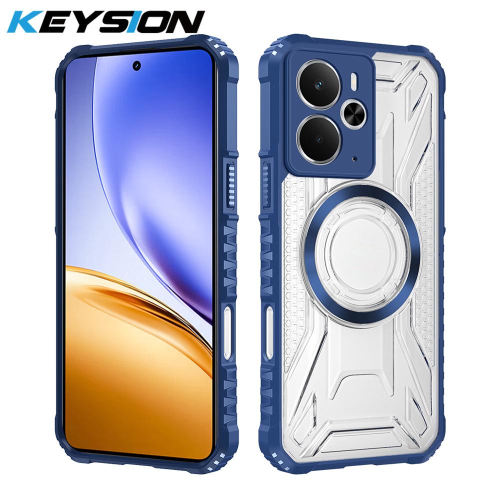 

KEYSION Transparent Magnetic Case for Realme 14 5G 14T Soft Silicone+PC Heavy Duty Shockproof Phone Back Cover for Realme 14T 5G for Realme 14 5G