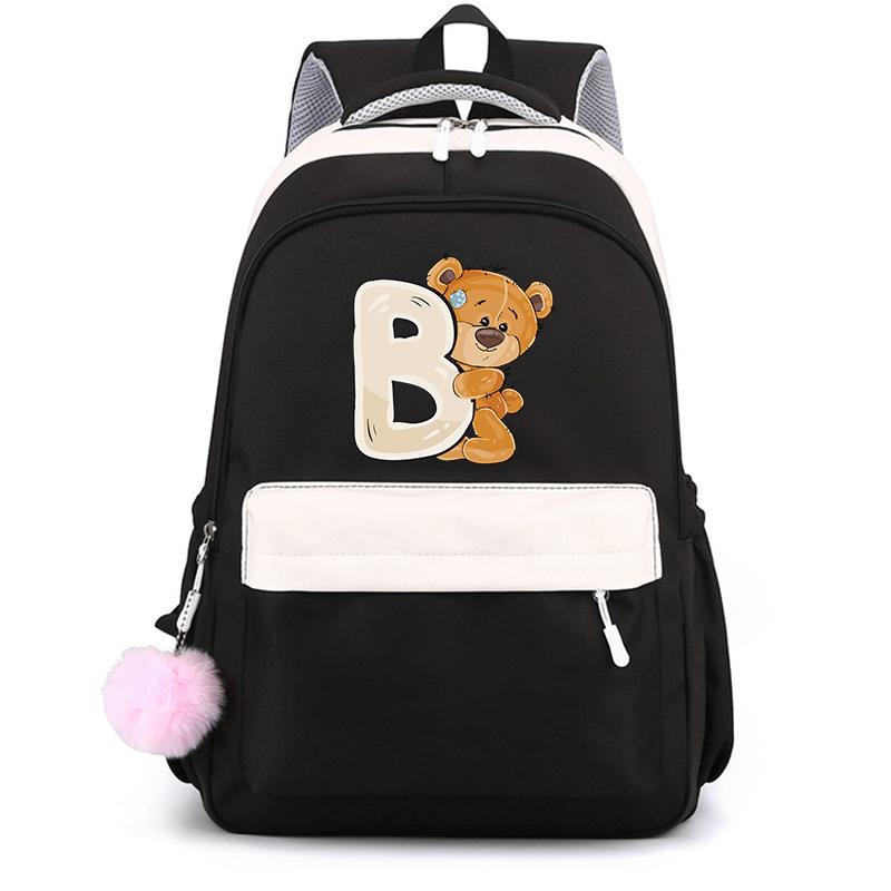 Mały Miś 26 Angielskich Liter Tornister Kawaii Uczeń Tornister Cartoon Bookbag Plecak Mochilas Plecak Nastolatek dla Dziewczynki Prezent