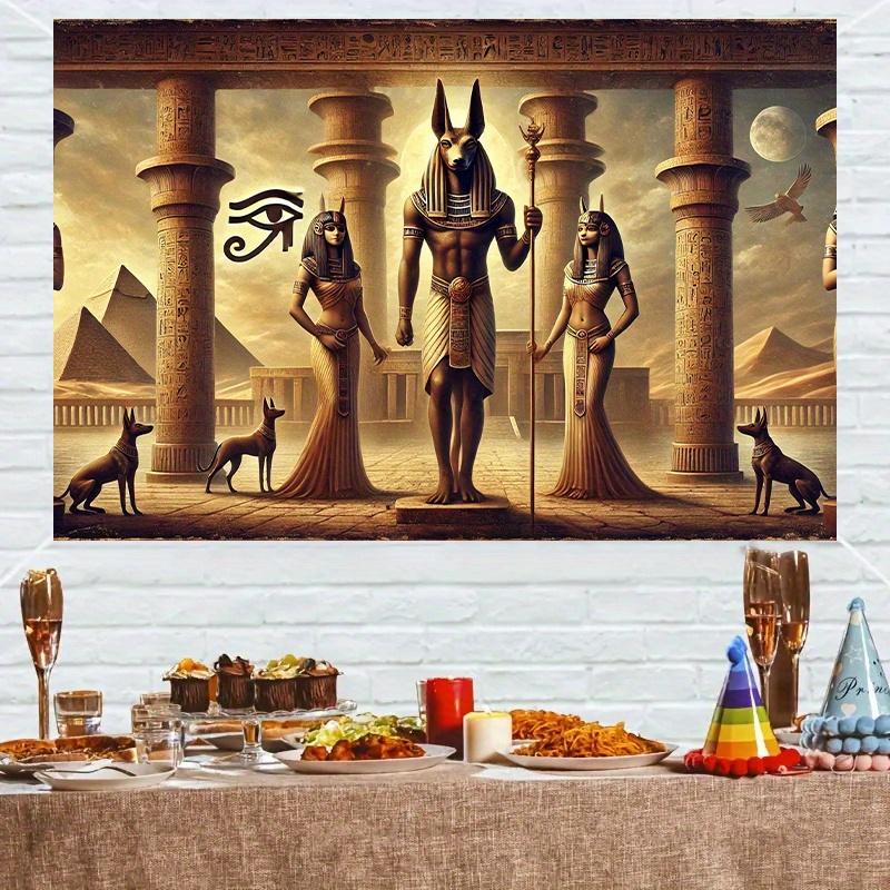 VIKAMA Altägyptischer Anubis Tempel Wandteppich Wandbehang Für Party Foto Hintergrund Wohnzimmer Studio Heimdeko Akzenttuch