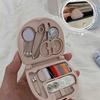 1pc- Portable mini sewing kit with buttons, scissors and needles - Compact travel sewing box set in khaki