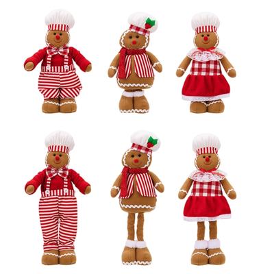 Adjustable Gingerbreads Man Figurine with Cook Hat Comfortable Stretchable Cookie Man Statue Christmas Decoration