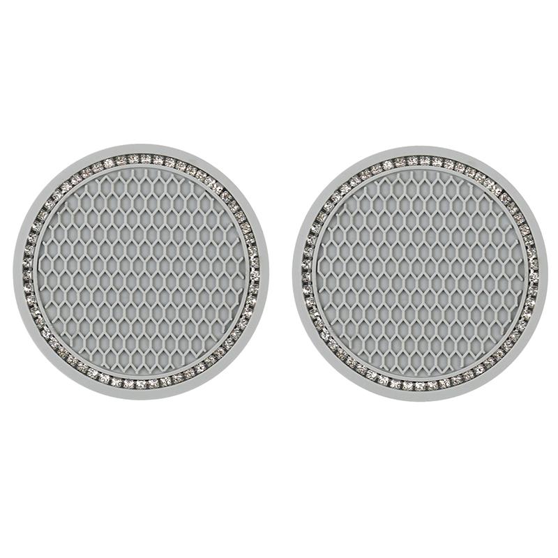 2Pcs Car Water Cup Pad Holders Non-slip Rhinestone Rubber Mat For Bottle Holder Coaster Auto Interior Anti-skid Cup Holders