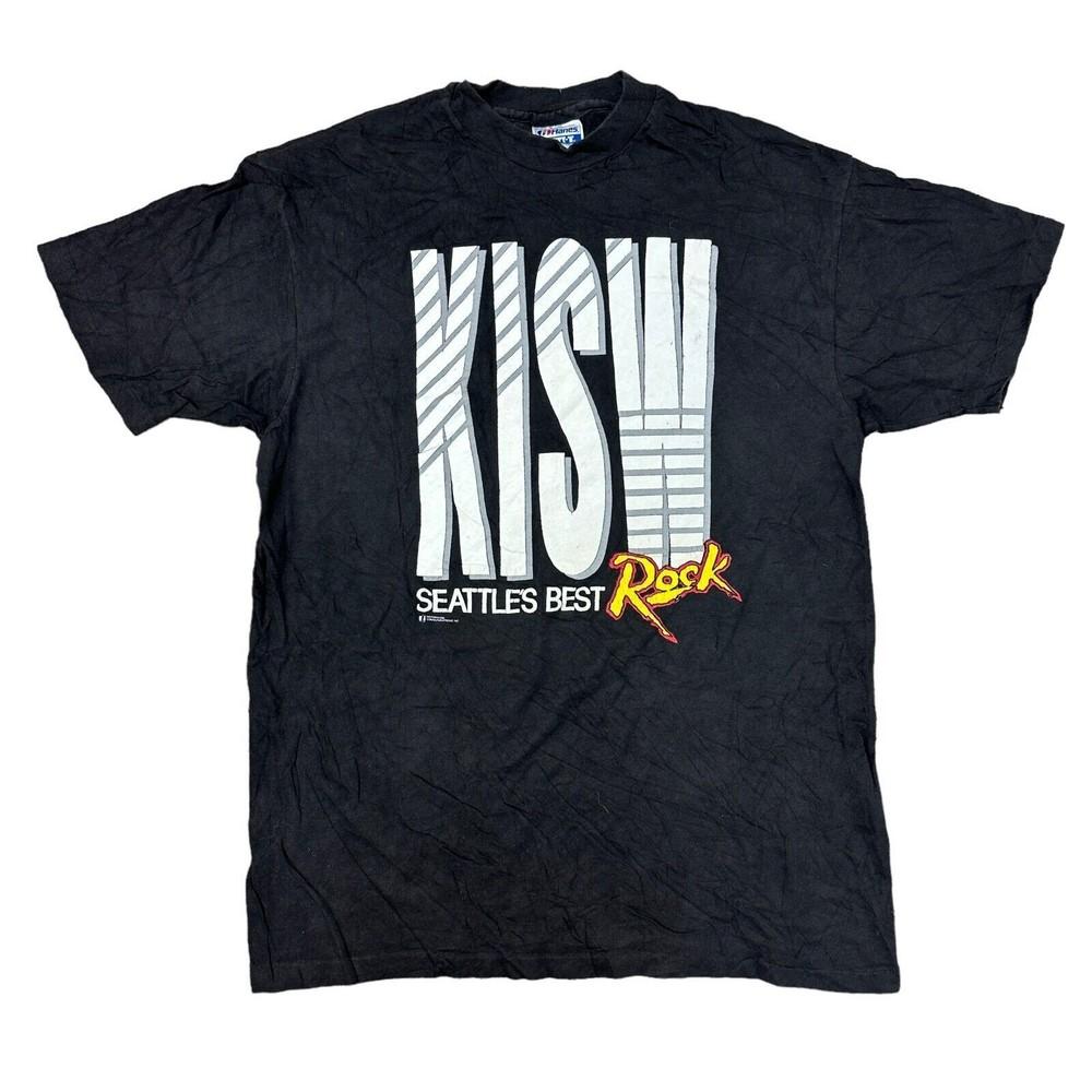 

Vintage KISW Seattle T-shirt Single Stitch Graphic Print Black Mens M
