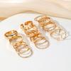 2024 Fashion Leaf Ring Love Butterfly Cat Head Twist Ring 16 Piece Gold Deluxe Cat Ring Open Hand Carved Jewellery Gift Set