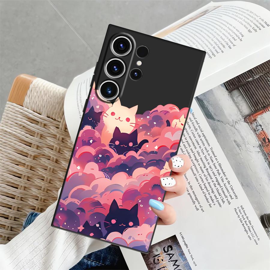 

Funda Phone Cover Case for Samsung Galaxy S25 Note 20 8 9 10 S26 S24 Plus S23 S21 FE S20 Ultra S10 S9 Black Cat Starry Night Galaxy Note9