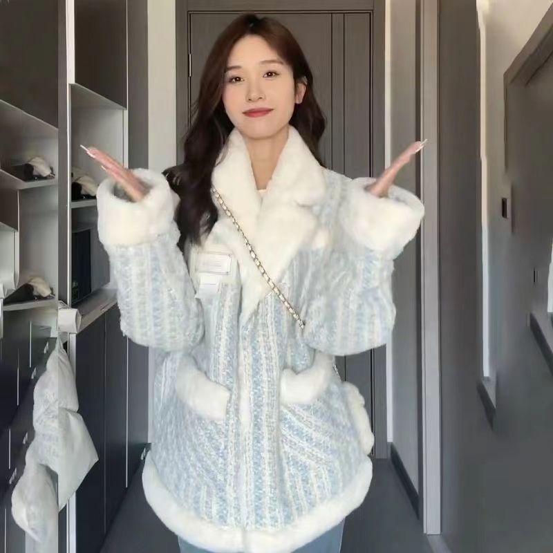 Winter  Fleece Lined Coat Women Oversized Thick Warm Two Sided Wear Padded Jacket