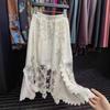 Women's Summer Retro Layered Irregular Lace Skirt - Long Hem, Slimming Beach Vacation Style