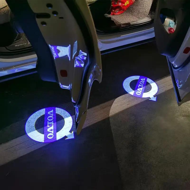 2 Stück Auto Tür Emblem LED Licht Willkommensleuchte Kabelloser Laser Projektor für Volvo XC40 XC90 V40 V90 V60 XC60 S80 S60 S90 V70 XC70