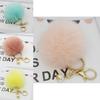 Luxurious Charm Key Ring Rabbit Fur Ball Pompom For Cell Phone And Car Keychain