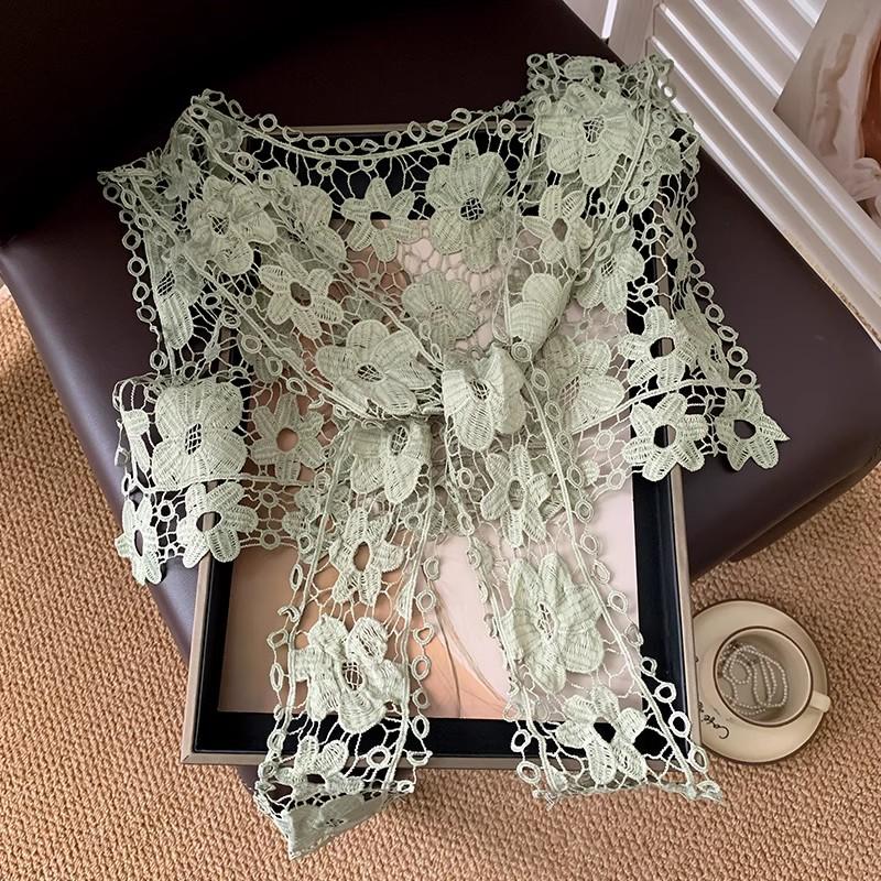 

Белая кружевная шаль, накладной воротник, женские съемные воротники, черный ложный воротник, цветочный, лолита, лацкан, шаль-накидка, завязка, украшение