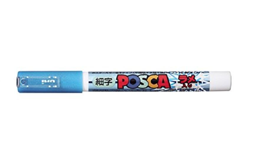 Mitsubishi Pencil Pigment Sign Posca Light Blue Water-Based Pen, (Fine Point), (Glitter)