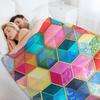 Crystal Bohemian Honeycomb Cubes - Colorful Hexagon Pattern Throw Blanket Loose Cute Bed Fashionable Plush Blankets
