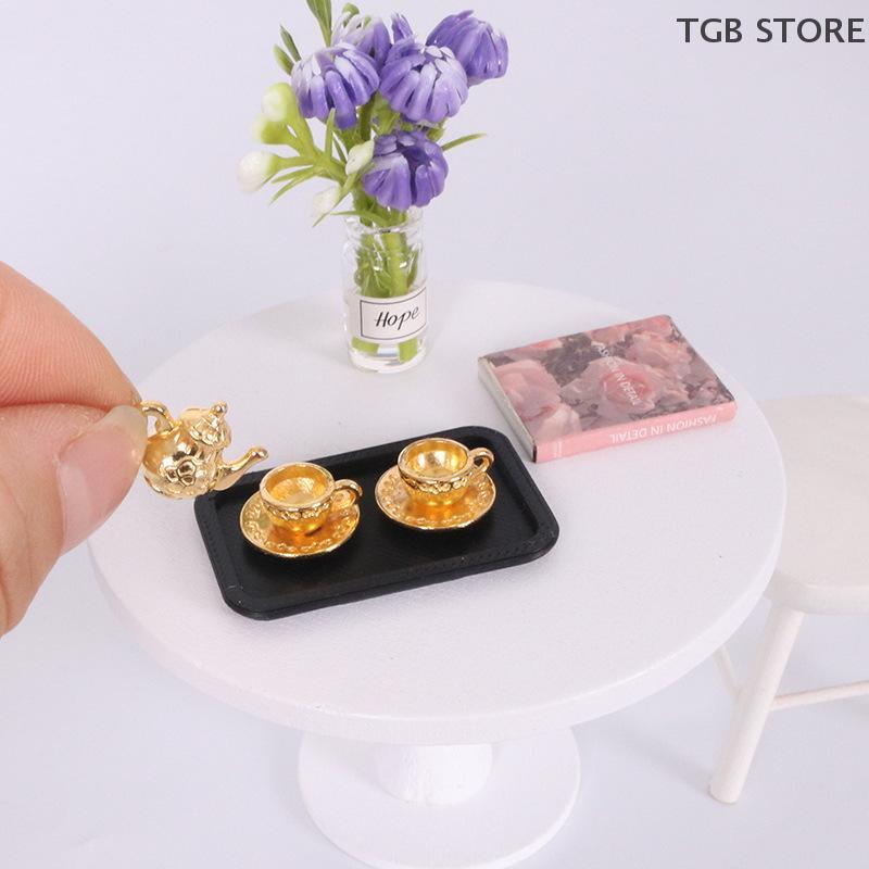 4Pcs/Set Miniature Tea Cup Model Simulation Micro Tea Pot Scene Ornaments DIY Decorative Accessories