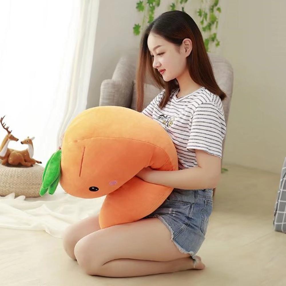 Smiling Face Down Cotton Carrot Hug Pillow Plush Toy for Kids Girls Birthday