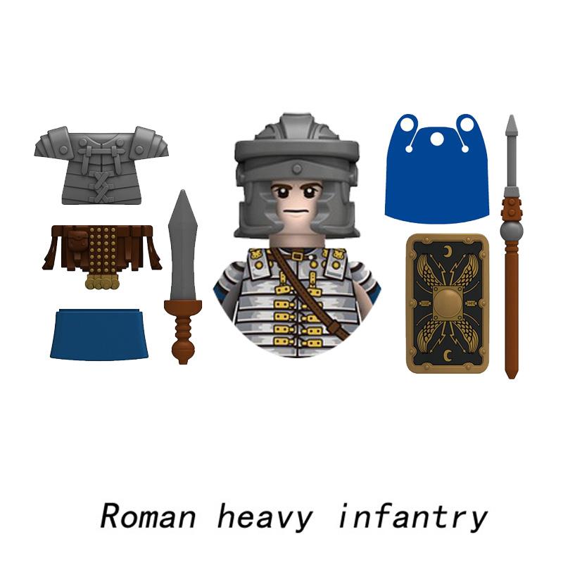 Medieval Ancient Military Figures Series Legion Flag Bearer Trumpeter Crossbowman Centurion Infantry Model Building Blocks Toys