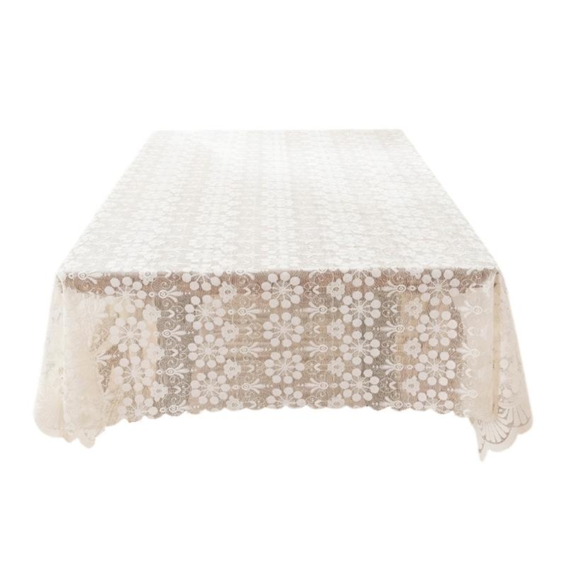 Nonslip Florals French Lace Tablecloth Polyester Fabric Easy Cleaning for Home Dining Table Cover