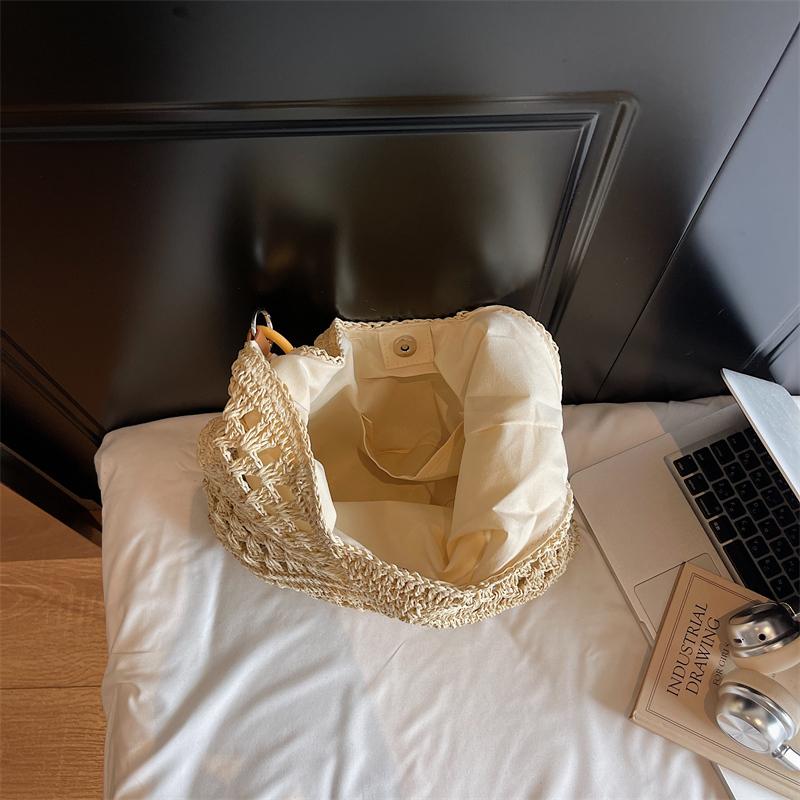 Handwoven Crochet Boho Tote Bag for Women Summer Beach Travel Casual Use