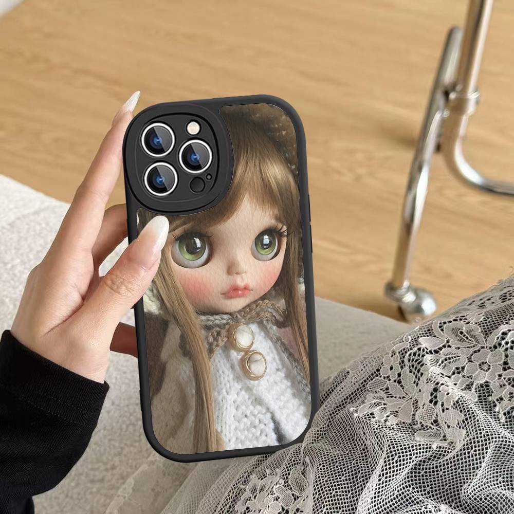 Dark Cute Girl Doll Art Phone Case For IPhone 16 15 14 13 Pro Max 11 12 Plus Leather Silicone Cover