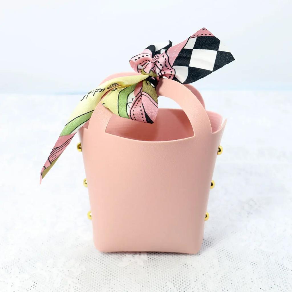 10PCS Distribute Leather Gift Bags Wedding Favour Bag for Guest Mini Handbag with Ribbon Candy Packaging Box Party Decor