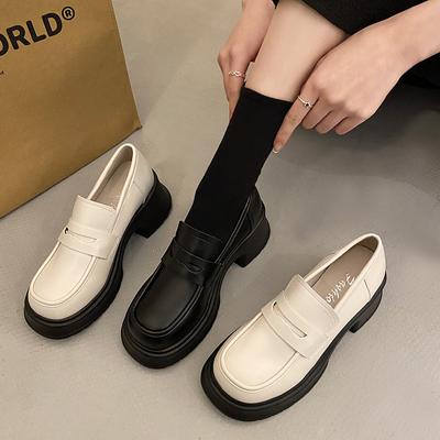 Soft-soled Small Leather Shoes Women's New Retro Muffin-soled Shoes Single Shoes