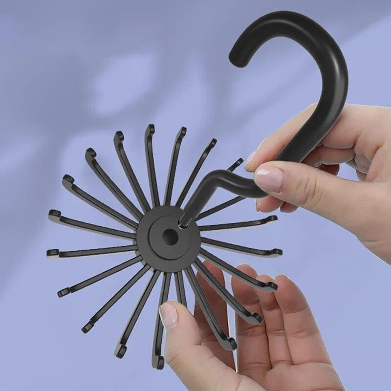 20 Claw 360 Degree Black Tie Rack Plastic Multi-functional Rotating Rack Scarf Belt Jewelry Collection Rack