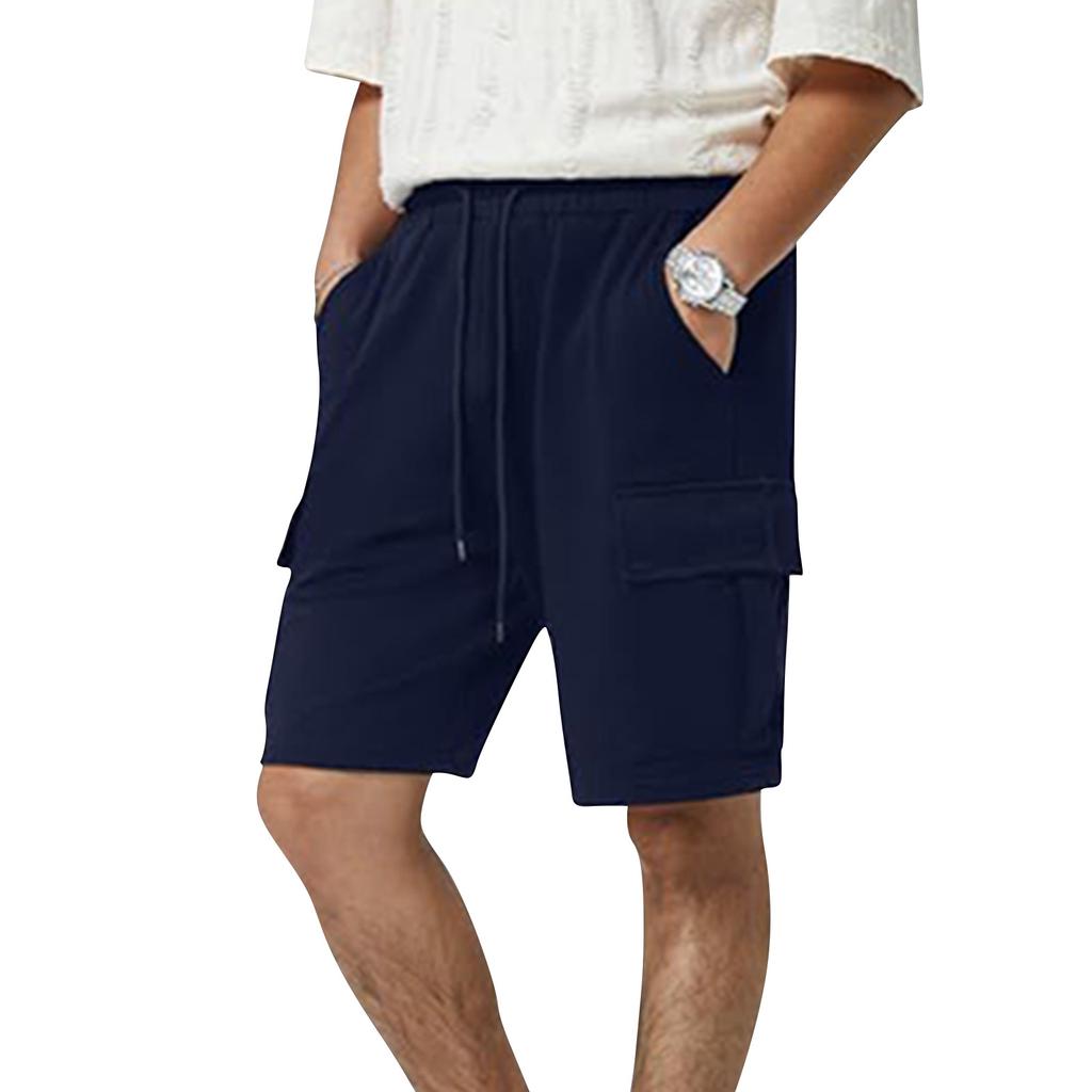 Men Casual Relaxed Fit Drawstring Waist Shorts with Multiple Pockets for Sports and Activities Lightweight Material