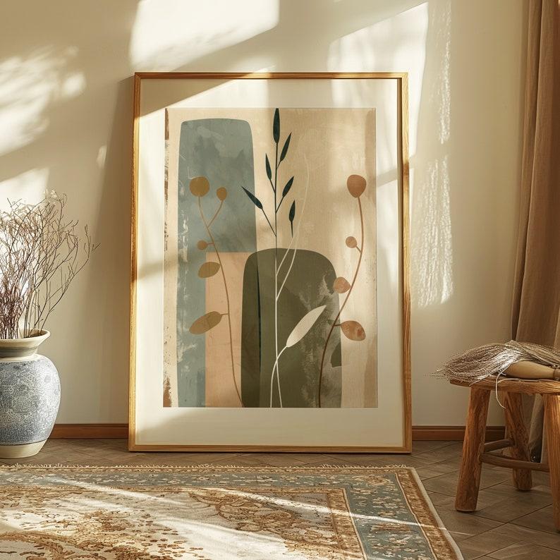 3pcs/set of Bohemian Plant Wall Art Posters Earthy Tones of Natural Inspiration Canvas Prints for Modern Living Room Home Decor