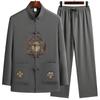 Men's Summer Tang Suit Set - Lightweight Long-Sleeve Shirt for Middle-Aged and Elderly