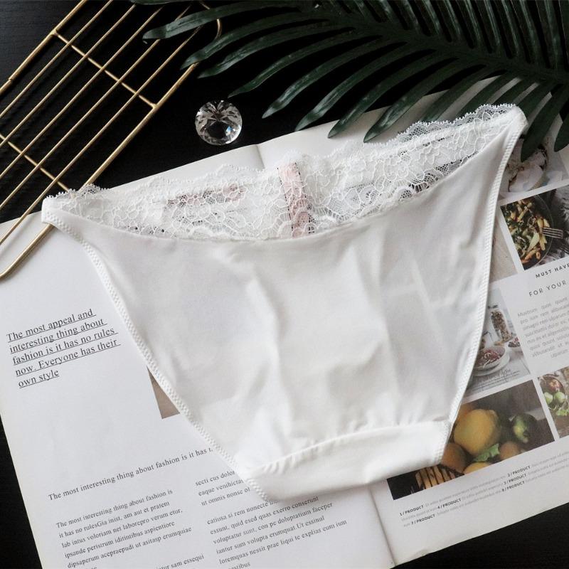 Thin Sexy Knickers Women's Low Waist Briefs Patchwork Lace Underwear Women's Ice Silk Breathable Women's Triangle Panties