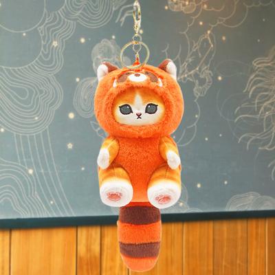 Cute Cartoon Plush Keychain Cross Dressing Raccoon Shark Cat Women Bag Backpack Pendant Plush Toy Doll Girl Key Chain Pendant