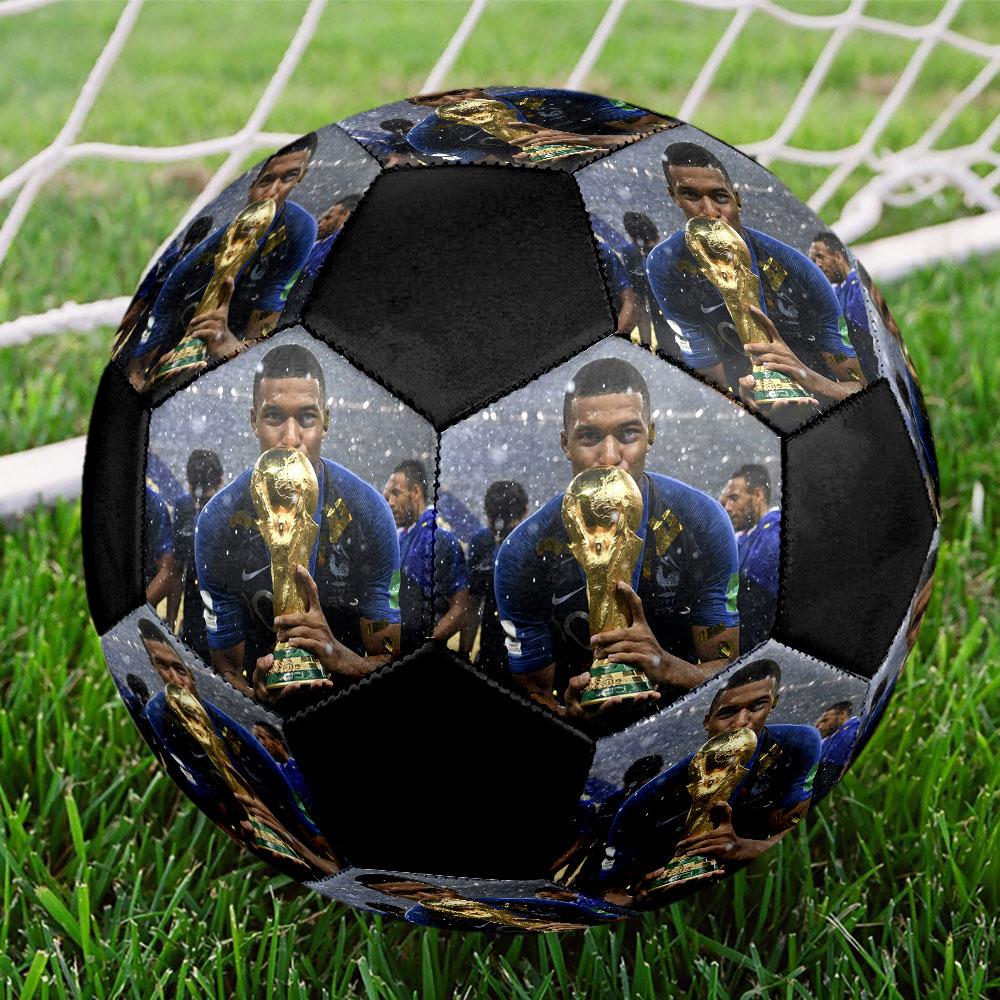 Mbappe10 Size 5 Soccer Ball, Machine-Stitched PVC, Durable & High Bounce, All Ages Fit, Fan Merchandise, Matches & Outdoor Use.