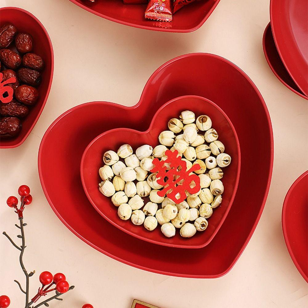 5/10Pcs Plastic Love Fruit Plate Creative Nut Love Plate Party Snack Love Tray  Household
