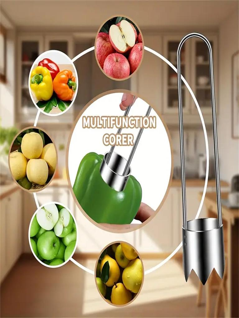 2pcs Premium Stainless Steel Fruit & Vegetable Corer | Easy-to-Use Seed Remover, Easy-to-Clean, Multi-Functional, Food-Grade Saf
