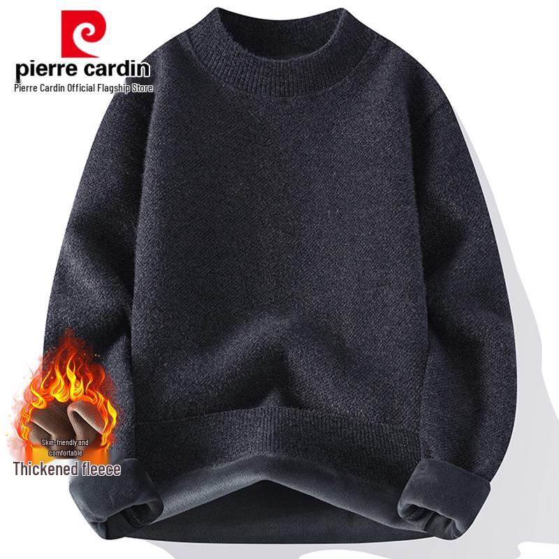 Pierre Cardin Men's Fleece-Lined Semi-High Collar Knit Sweater