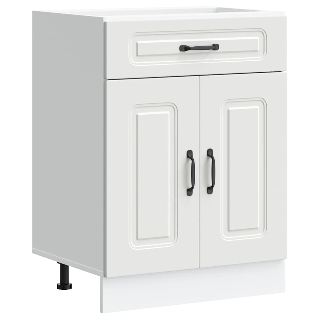 Vidaxl Kitchen Base Cabinet, Kalmar, White, Wood-based Material