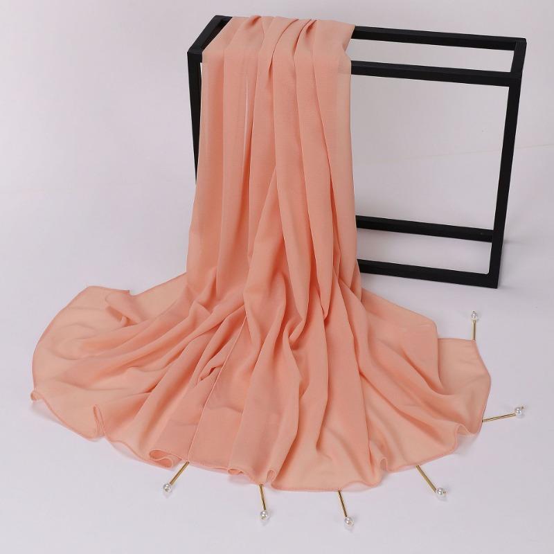 New Handmade Pearl Chiffon Scarf With Copper Tube For Women