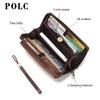 Men's Leather Wallet Clutch Bag Long Purse Zipper Money Clip Black Business Organizer Wallet Male Handy Bag